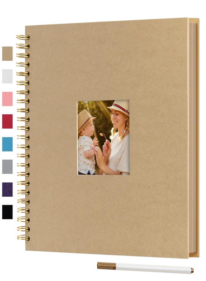 Gearchic 12 x 12 Inch Large DIY Scrapbook Photo Album with Cover Photo 80 Pages Hardcover Craft Paper Photo Album for Guest Book, Anniversary, Valentines Day Gifts (Brown, 12 x 12 inch) - Image 1