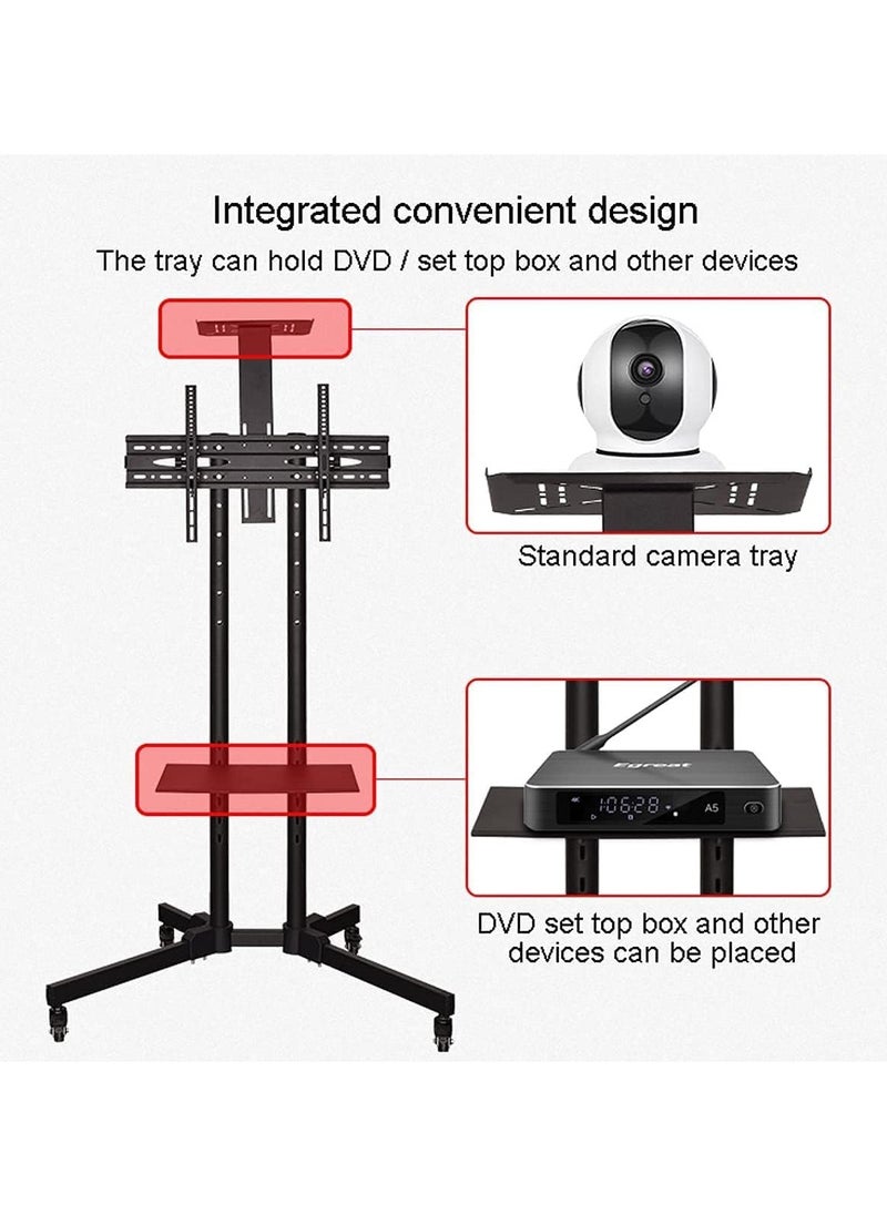 Universal TV Stand Mount 32 inch to 70 inch TV supported adjustable TV height, strong wheels with break, shelf receiver height adjustable