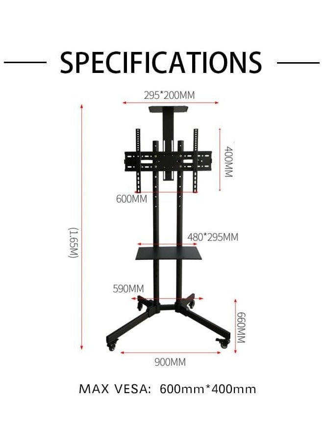 Universal TV Stand Mount 32 inch to 70 inch TV supported adjustable TV height, strong wheels with break, shelf receiver height adjustable