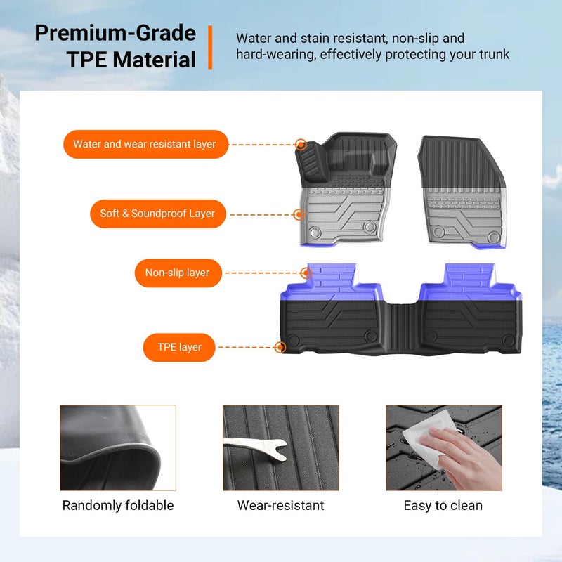 powoq Floor Mat Compatible with 2015-2024 Ford Edge Cargo Liner Backrest Mat TPE Trunk Mat Liner (Only Fit 5-Seater) Replacement for 2015-2024 Ford Edge Accessories (Trunk Mat+Backrest Mat+Floor Mat) - Image 5