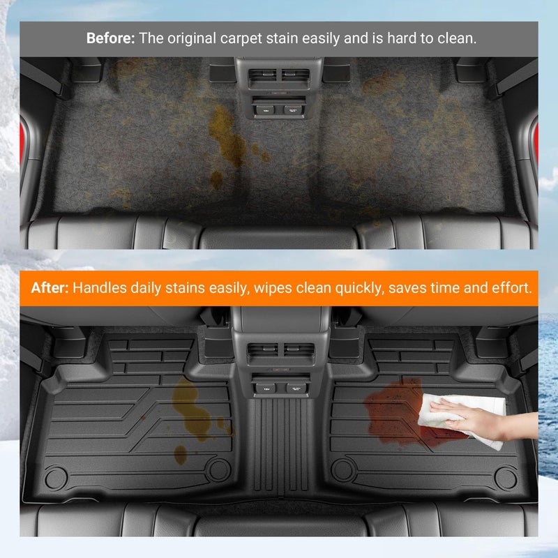 powoq Floor Mat Compatible with 2015-2024 Ford Edge Cargo Liner Backrest Mat TPE Trunk Mat Liner (Only Fit 5-Seater) Replacement for 2015-2024 Ford Edge Accessories (Trunk Mat+Backrest Mat+Floor Mat) - Image 3