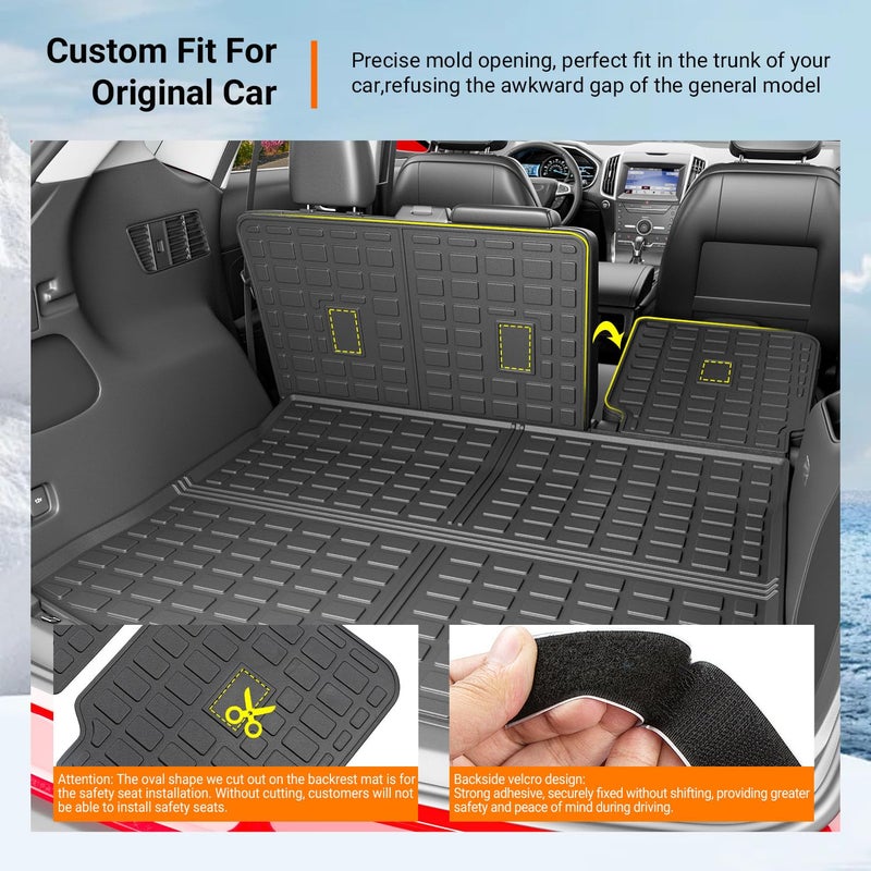 powoq Floor Mat Compatible with 2015-2024 Ford Edge Cargo Liner Backrest Mat TPE Trunk Mat Liner (Only Fit 5-Seater) Replacement for 2015-2024 Ford Edge Accessories (Trunk Mat+Backrest Mat+Floor Mat) - Image 2