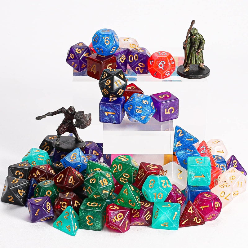 QMay DND Dice Set 10x7 (70 Pieces) Polyhedral Dice for Dungeons and Dragons D&D RPG MTG Role Playing Games with 1 Drawstring Bag - Image 3