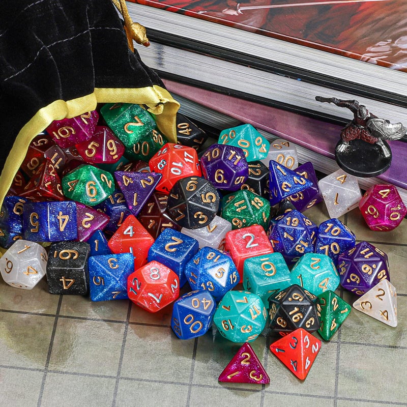 QMay DND Dice Set 10x7 (70 Pieces) Polyhedral Dice for Dungeons and Dragons D&D RPG MTG Role Playing Games with 1 Drawstring Bag - Image 5
