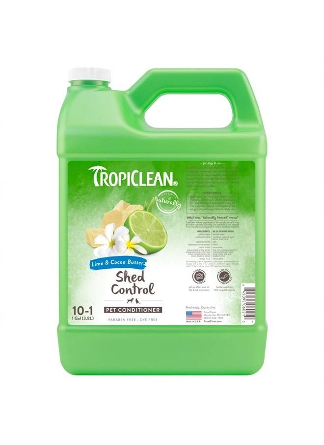 TropiClean Lime & Coco Butter Deshedding Dog Conditioner for Shedding Control | Natural Pet Conditioner Derived from Natural Ingredients | Cat Friendly | Made in the USA | 1 Gallon 