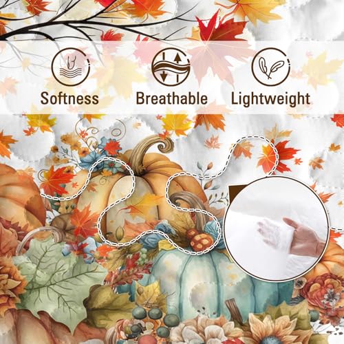 BlessLiving Fall Bedding King Quilt: Soft Lightweight Autumn Comforter Set - Pumpkin Bedspread Coverlet for Cozy Farmhouse Decor - Image 5