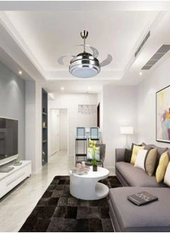 LED ceiling light fan adjustable 3 color change with remote control silver