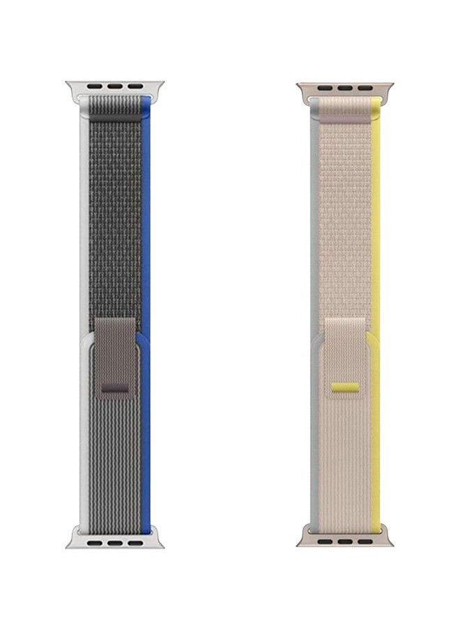 YOMNA - (Pack of 2)YOMNA Trail Loop Compatible with Apple Watch Band 49/45/44/42mm, Nylon Weave Sport Loop Men Women Adjustable Pull Tab Strap for Apple Watch Ultra iWatch All Series-(Yellow/Blue) - Image 1