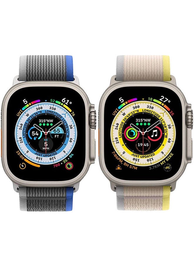 YOMNA - (Pack of 2)YOMNA Trail Loop Compatible with Apple Watch Band 49/45/44/42mm, Nylon Weave Sport Loop Men Women Adjustable Pull Tab Strap for Apple Watch Ultra iWatch All Series-(Yellow/Blue) - Image 1