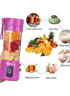 TEGRILO Portable Blenders Mini USB Electric Fruit Juicer Used for Shakes and Smoothies, 6 Blades Handheld Machine for Home and Office with its 380ml Personal sized Cup (Dark Purple)  - Image 5