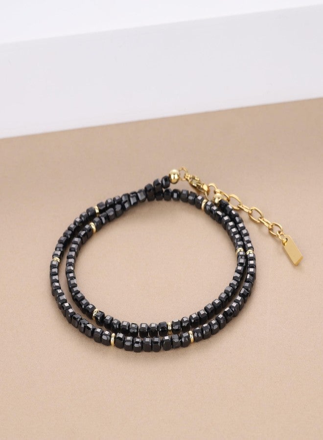 GAVU Black Tourmaline Bracelet for Women, Layered Beaded Bracelet for Women 3mm - Image 4