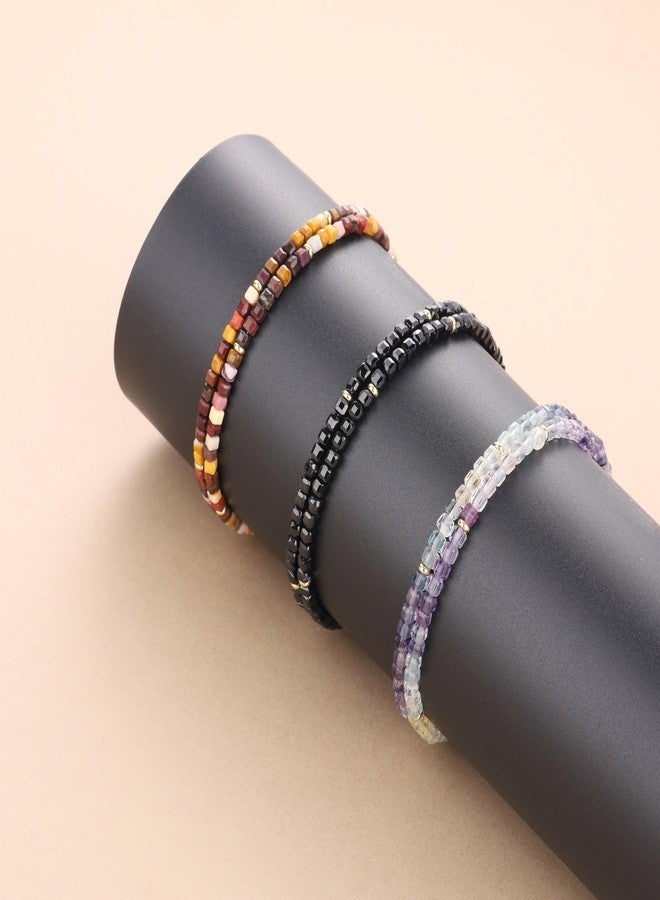 GAVU Black Tourmaline Bracelet for Women, Layered Beaded Bracelet for Women 3mm - Image 5