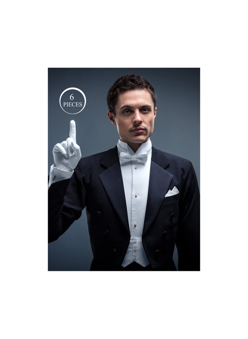 6 Pairs of White Gloves for Men and Women - Formal Nylon Gloves for Cosplay, Parades, Pallbearers, Tuxedos, Police, Servers, Funerals, and Majorette Dance Uniforms. Perfect Costume Accessories!  - Image 3