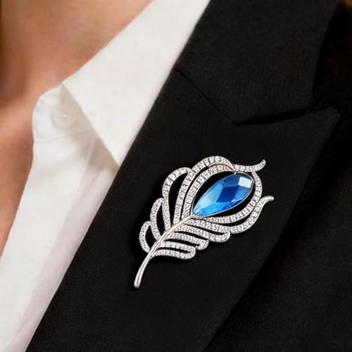 AgniPhant Peacock Feather Brooch - Versatile Unisex Crystal for Shirt, Suit, Dress, Scarf, Shawl, Hat & Bag. Elegant Saree Pin for Women Latest Designs & Premium Brooch for Men (Silver) - Image 5