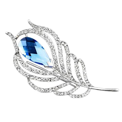 AgniPhant Peacock Feather Brooch - Versatile Unisex Crystal for Shirt, Suit, Dress, Scarf, Shawl, Hat & Bag. Elegant Saree Pin for Women Latest Designs & Premium Brooch for Men (Silver) - Image 1
