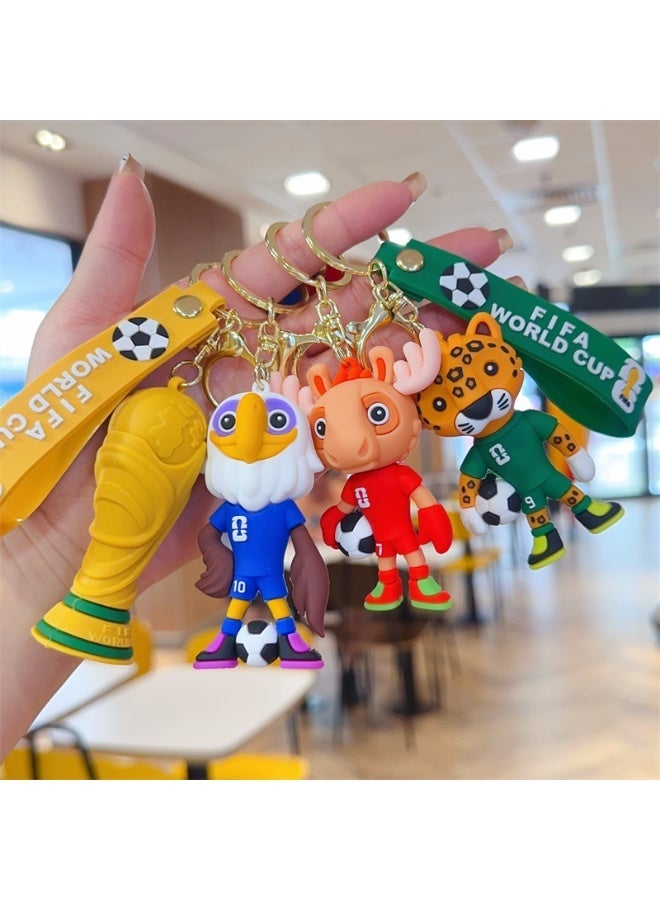 HOMESTAR 4PCS 2026 World Cup Mascot Keychain Set - World Cup Soccer Souvenir, Mascot Pendant Fans Accessories, Football Keyring, Soccer Key Holder, For Backpack Hanging Decoration, Sports World Cup Boys Soccer Key Chain - Image 1