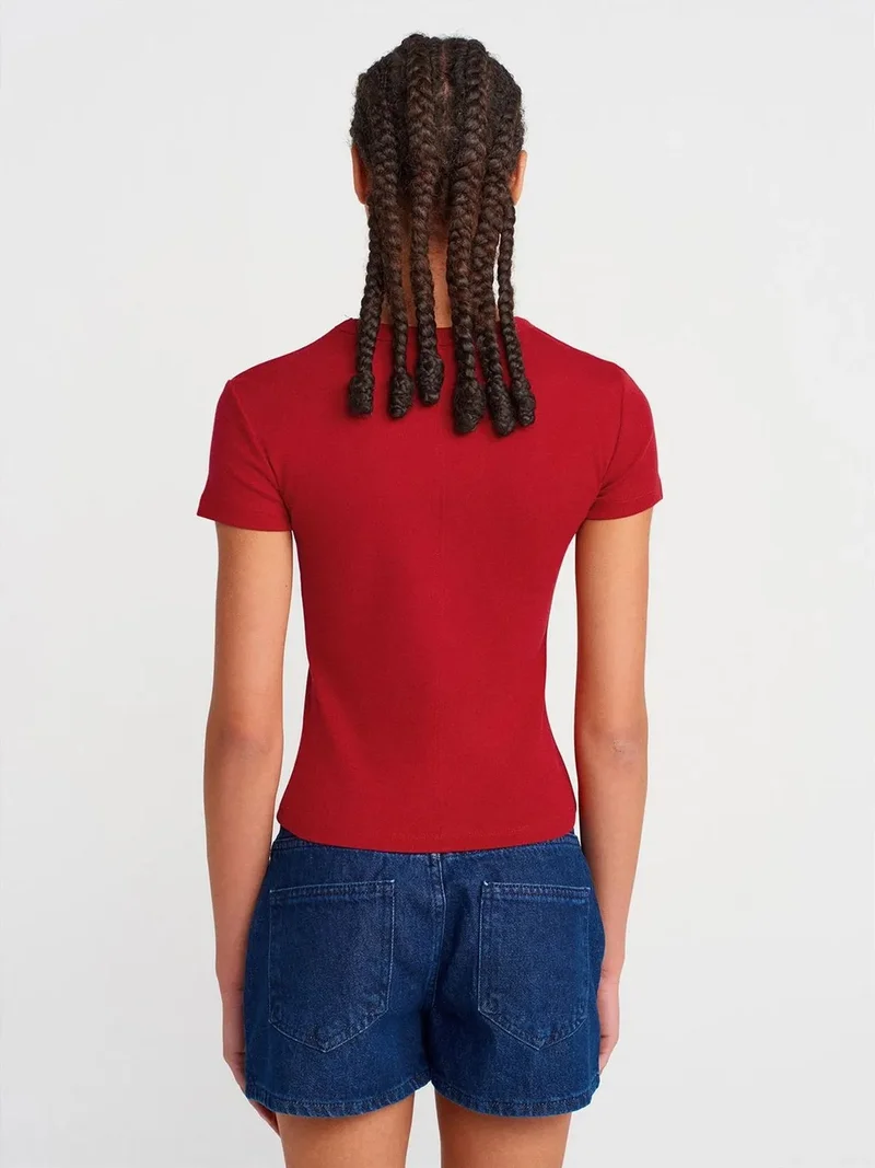 ديلفين Dilvin Slim Fit Cotton V-Neck T-Shirt
