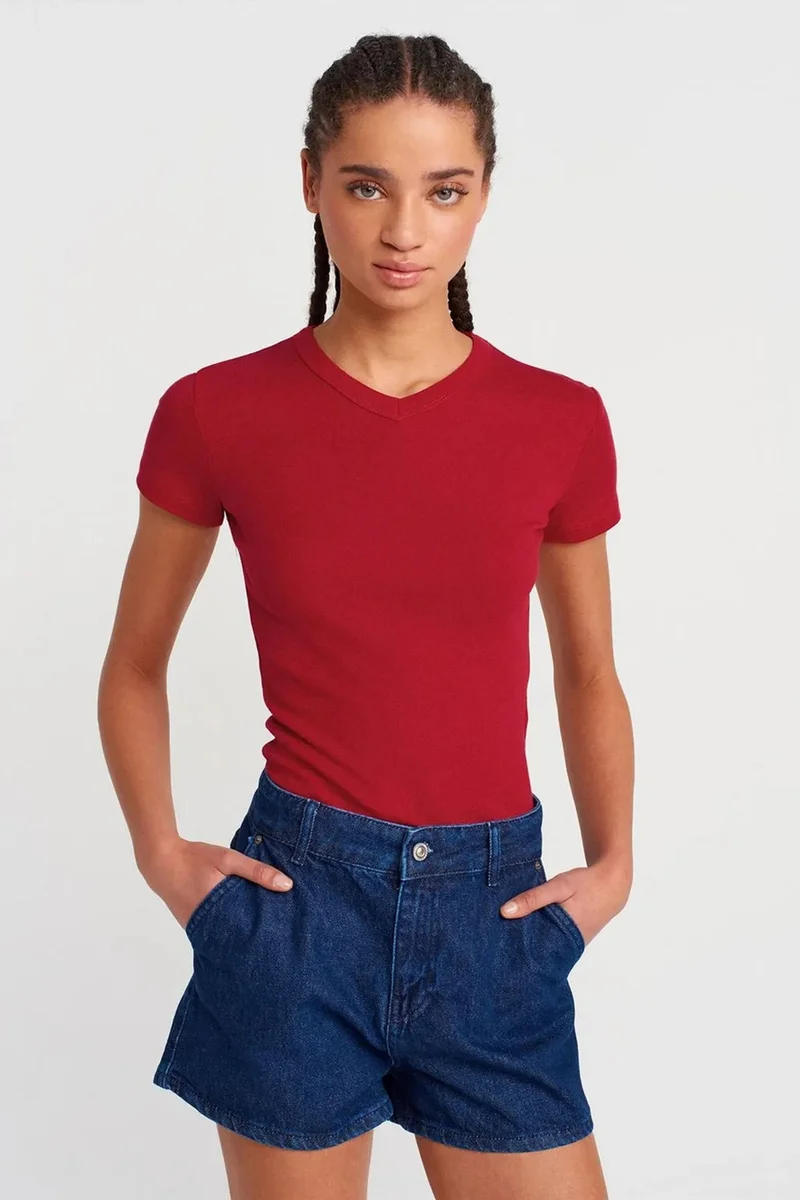 DILVIN Slim Fit Cotton V-Neck T-Shirt