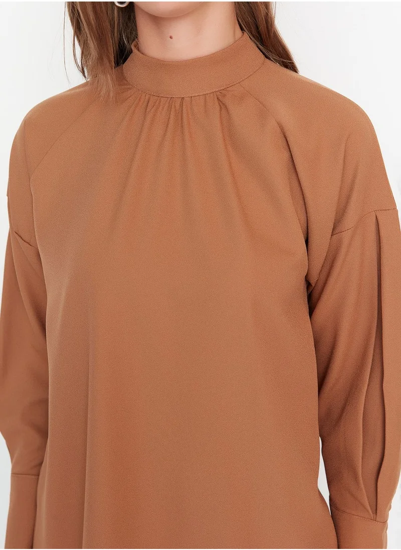 trendyol High Neck Button Detail Tunic
