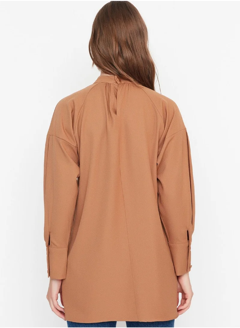 trendyol High Neck Button Detail Tunic