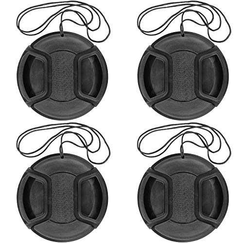 ChromLives Camera 52mm Lens Cap Center Pinch with Lens Cap Leash Hole Bundle Compatible with Nikon Sony Canon DSLR Cameras & Other DSLR Cameras UV Lens (52mm)- 4 Pack - Image 1