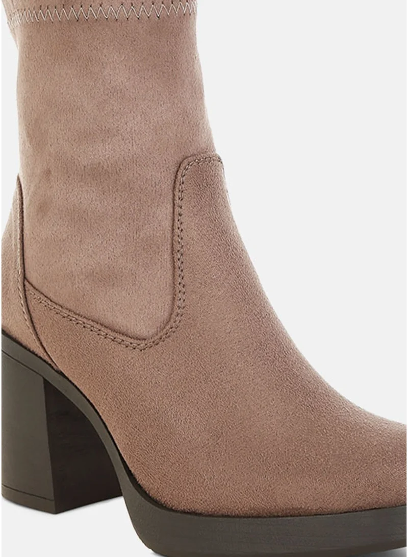 London Rag Taupe London Rag Women's Microfiber Sock Boots In Taupe for Women | Best Price UAE