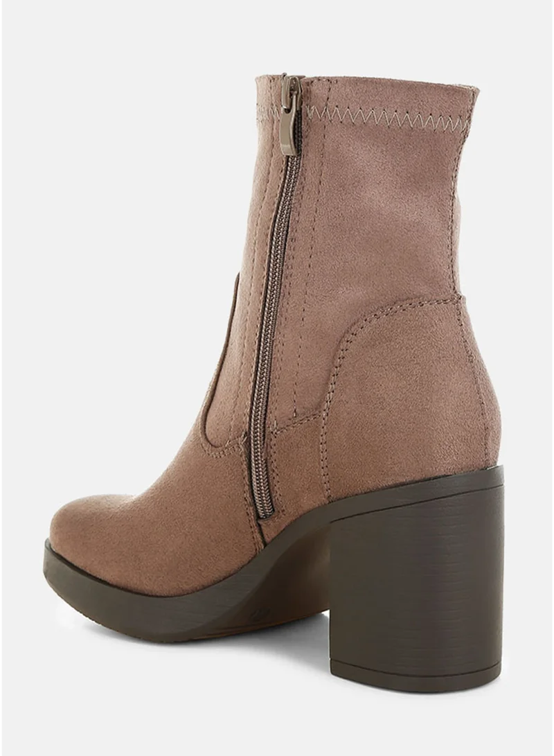 London Rag Taupe London Rag Women's Microfiber Sock Boots In Taupe for Women | Best Price UAE