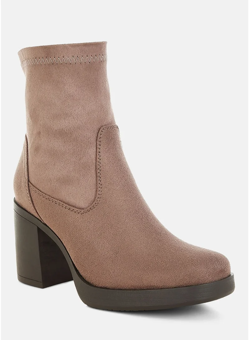 London Rag Taupe London Rag Women's Microfiber Sock Boots In Taupe for Women | Best Price UAE