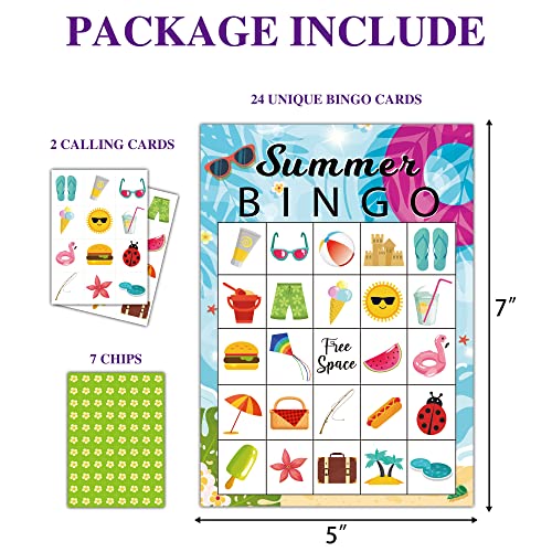 Disfuco Summer Bingo Cards Summer Party Games Bingo Cards for Birthday Party Beach Party Favors Supplies Decorations 24 Players Bingo Game A01 - Image 5