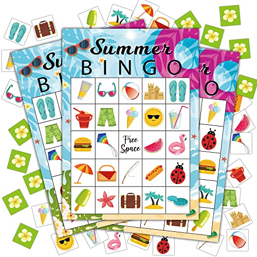 Disfuco Summer Bingo Cards Summer Party Games Bingo Cards for Birthday Party Beach Party Favors Supplies Decorations 24 Players Bingo Game A01 - Image 1