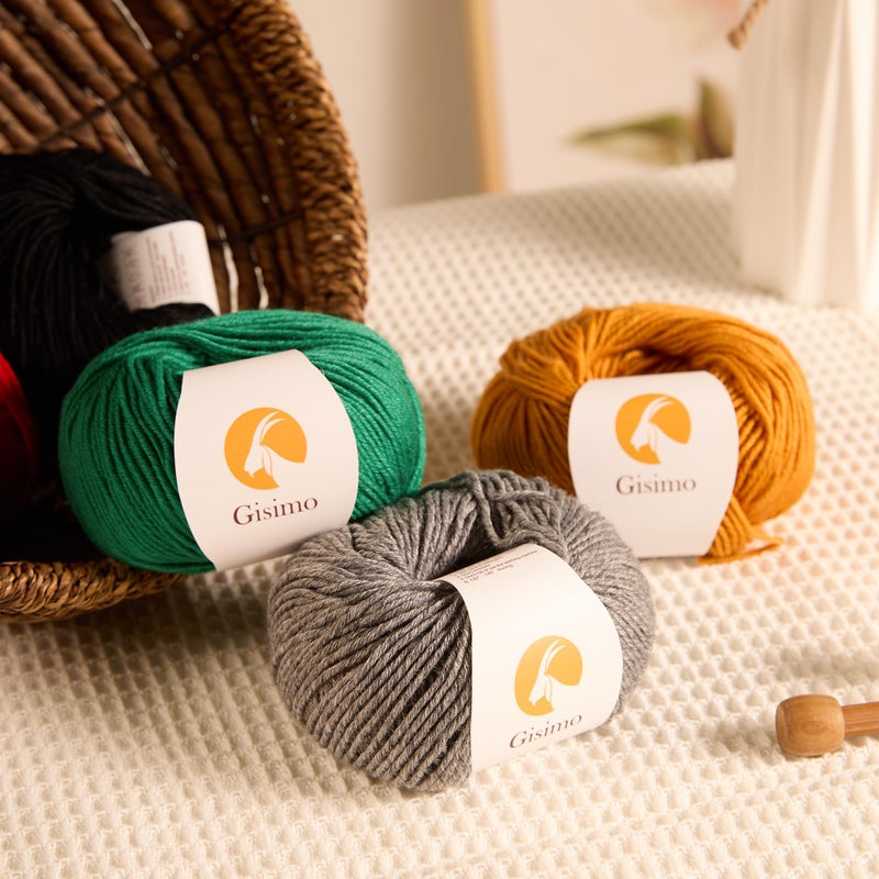 Gisimo 2 Balls Merino Wool Yarn, 12-Ply Luxurious and Soft Yarn for Hand Knitting & Crocheting, 1.76 OZ/50g, 120 yds/110 Meters(Green,2Balls) - Image 5
