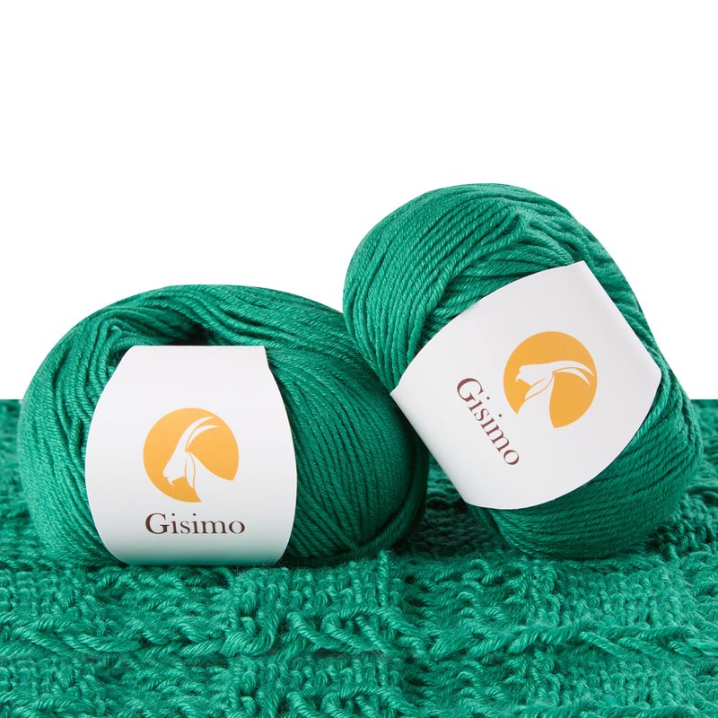 Gisimo 2 Balls Merino Wool Yarn, 12-Ply Luxurious and Soft Yarn for Hand Knitting & Crocheting, 1.76 OZ/50g, 120 yds/110 Meters(Green,2Balls) - Image 1