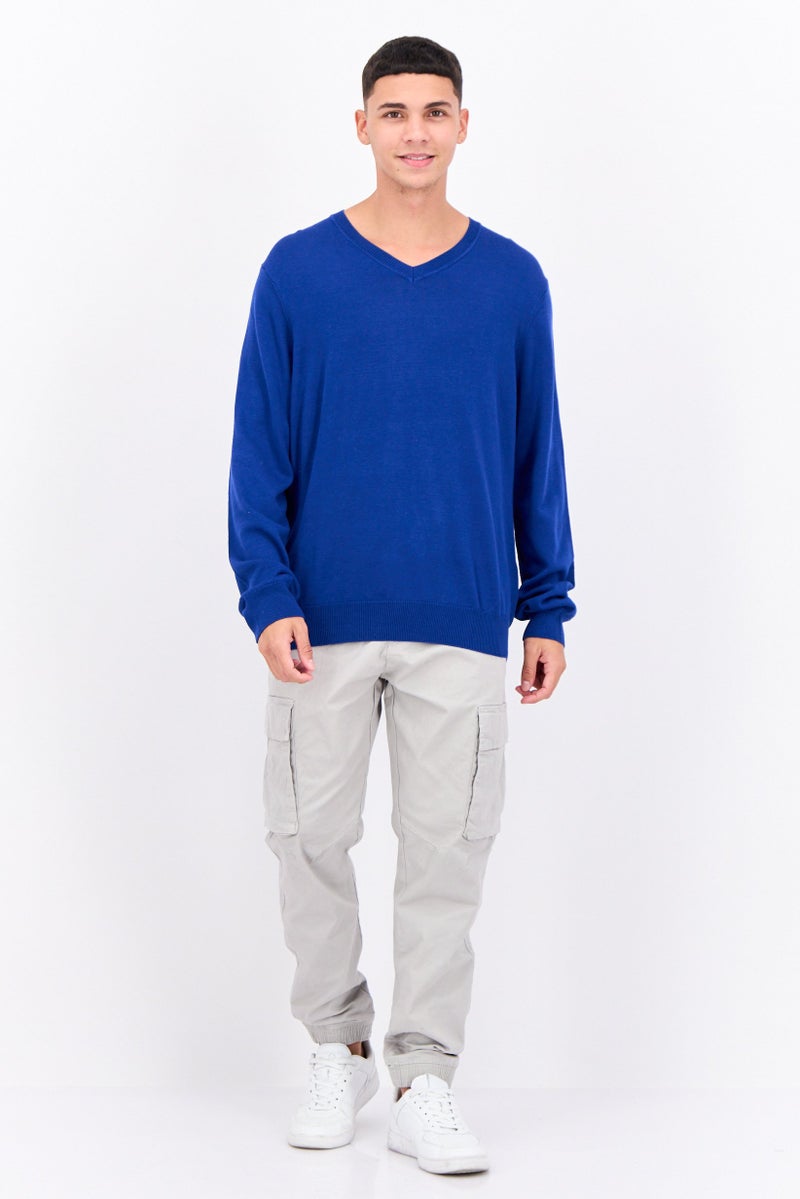 PERRY ELLIS سويت شيرت رجالي بأكمام طويلة على شكل حرف V، رمادي غامق - Image 4