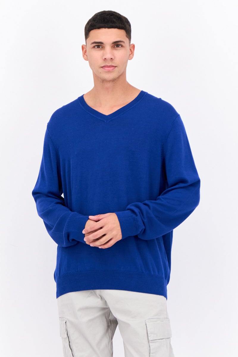 PERRY ELLIS سويت شيرت رجالي بأكمام طويلة على شكل حرف V، رمادي غامق - Image 1