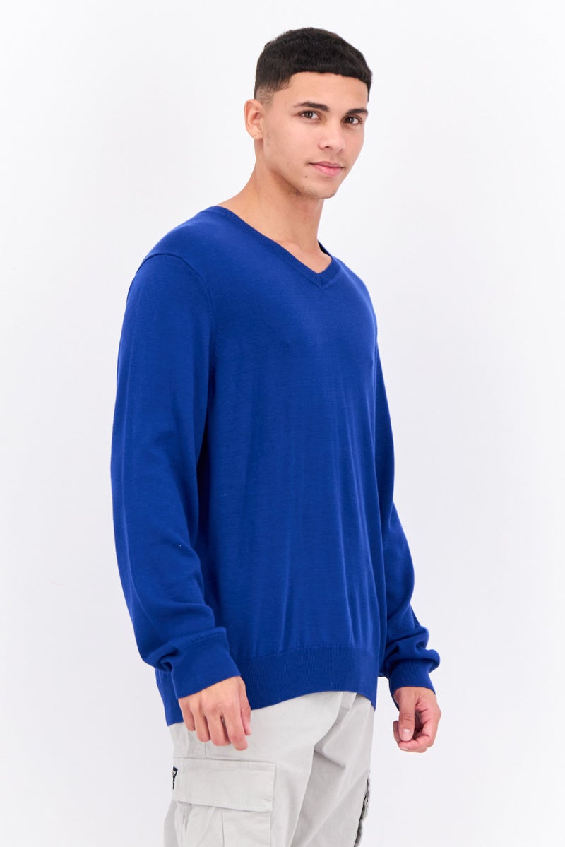 PERRY ELLIS سويت شيرت رجالي بأكمام طويلة على شكل حرف V، رمادي غامق - Image 2