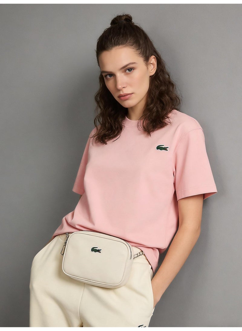 Laco men and women with the same heavy cotton T-shirt classic crocodile embroidery loose casual short-sleeved shirt multi-color optional. - Image 5