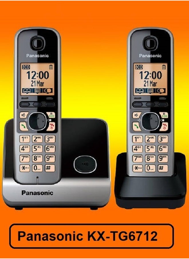 Panasonic Expandable Cordless Phone System with Amber Backlit Display 2 Handsets KX-TG6712 - pzsku/Z6B6A1AA9BDC1A5EA4879Z/45/_/1727207005/800fd167-bcd2-48dd-92cb-e23897632bfd