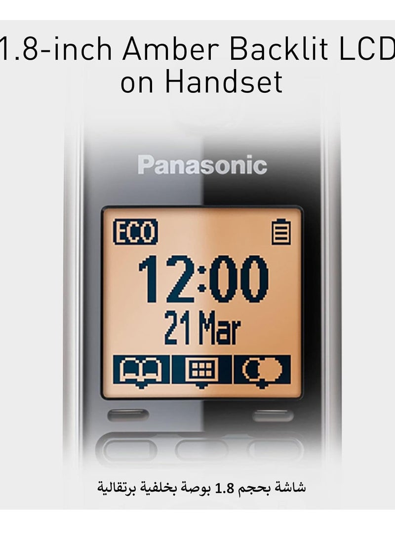 Panasonic - Panasonic Expandable Cordless Phone System with Amber Backlit Display 2 Handsets KX-TG6712 - Image 1
