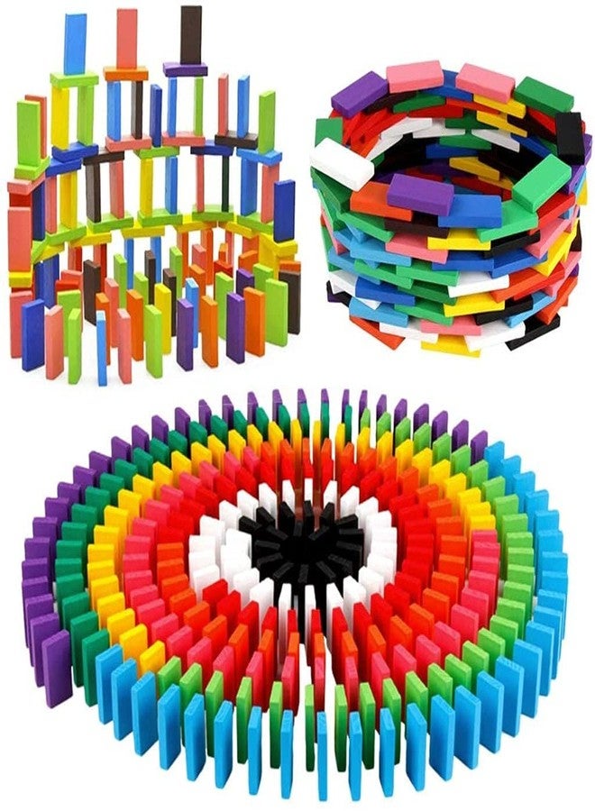VikriDA 120 PCS Super Domino Blocks, 12 Colors Bulk Wooden Dominoes - Building Block Tile Game Racing Educational Toy- Best Gift for Kids - Image 1