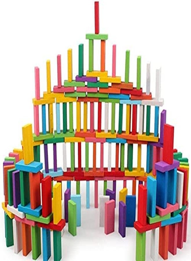 VikriDA 120 PCS Super Domino Blocks, 12 Colors Bulk Wooden Dominoes - Building Block Tile Game Racing Educational Toy- Best Gift for Kids - Image 2