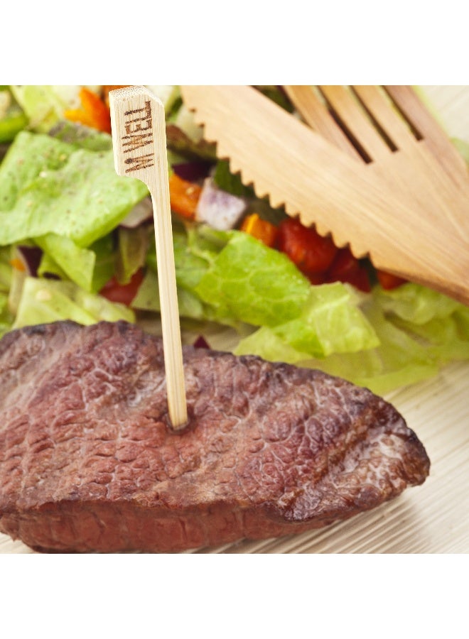 Restaurantware RW Smart 4 Inch Medium Well Markers, 1000 Disposable Meat Marker Sticks - With Medium Well Embossing, Paddle Design, Bamboo Steak Markers, For Barbeques, Parties, Or Buffets  - Image 3