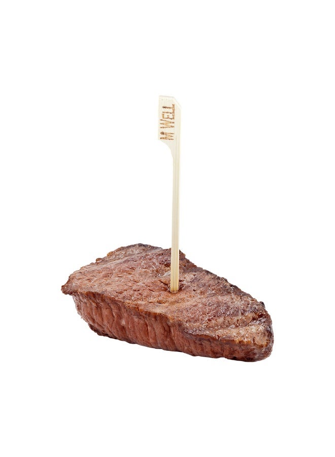 Restaurantware RW Smart 4 Inch Medium Well Markers, 1000 Disposable Meat Marker Sticks - With Medium Well Embossing, Paddle Design, Bamboo Steak Markers, For Barbeques, Parties, Or Buffets  - Image 2