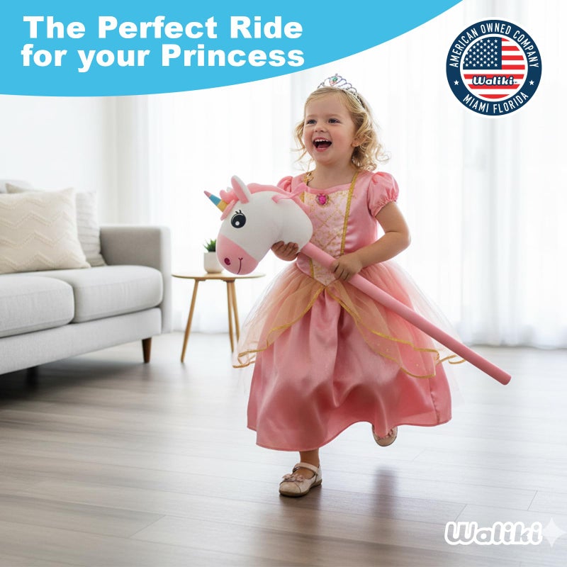 WALIKI Unicorn Stick Horse Toy for 2 3 4 5 6  7 Year Old Girls  Cute Birthday Gift for Little Girls  Pretend Play Pony for Toddlers  Preschoolers - Image 3
