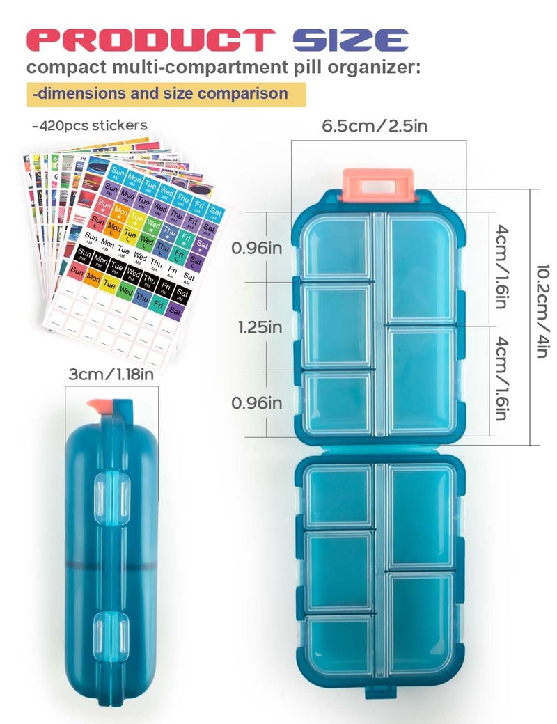 CAPHONT 3 Pcs DIY Travel Pill Organizer with Labels Pocket Pharmacy, 3 Pill Box & 420 Medicine Labels, Portable Travel Essentials Mini Pill Container 7 Day Pill Case Storage Vitamin Fish Oil (Set B) - Image 2