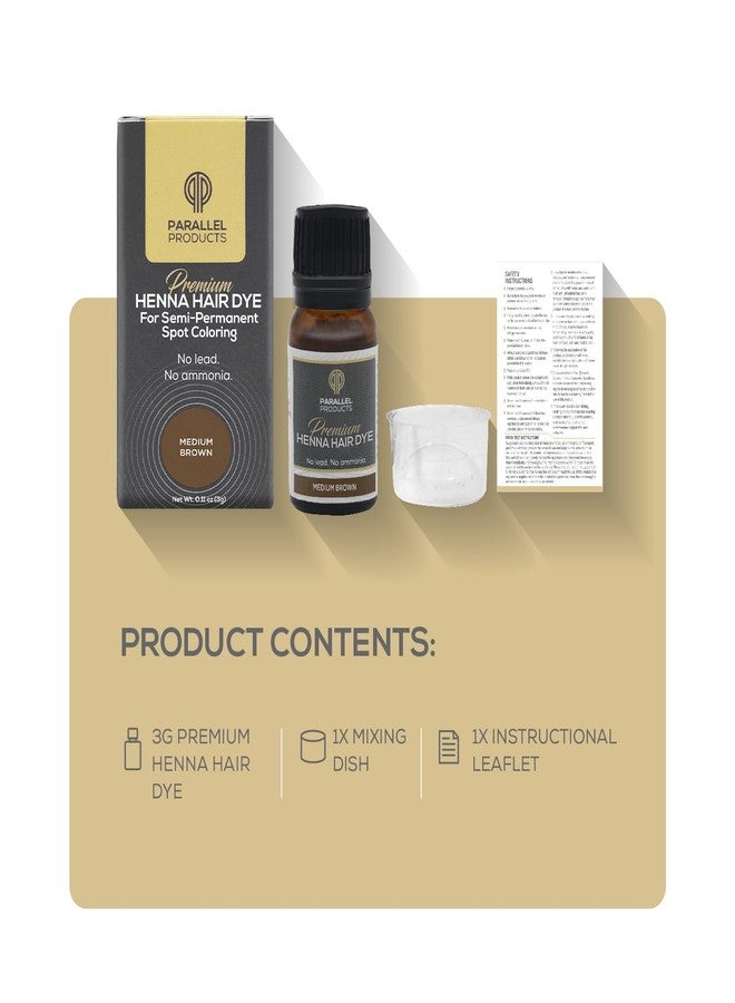 Parallel Products Spot Color Henna Kit - Henna Hair Dye - 3 grams - Tint for Professional Spot Coloring - With Mixing Dish - Covers Grey Hair - Root Touch Up (Medium Brown) - Image 2