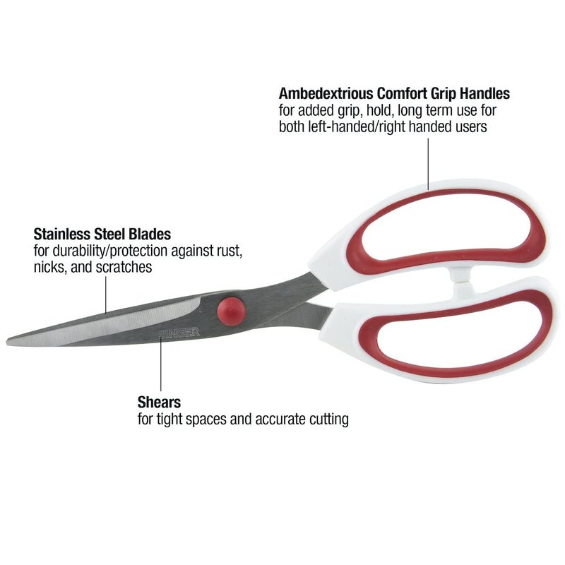 SINGER 00450 8-Inch All Purpose Scissor with Comfort Grip, , - Image 2