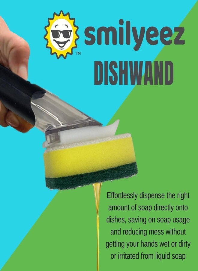Smilyeez موزع صابون سائل من سمايليز (رمادي) بمقبض مريح و4 إسفنجات خالية من البلاستيك - تنظيف سهل ومتانة تدوم طويلاً - أداة أساسية للمطبخ وغسالة الأطباق - Image 3
