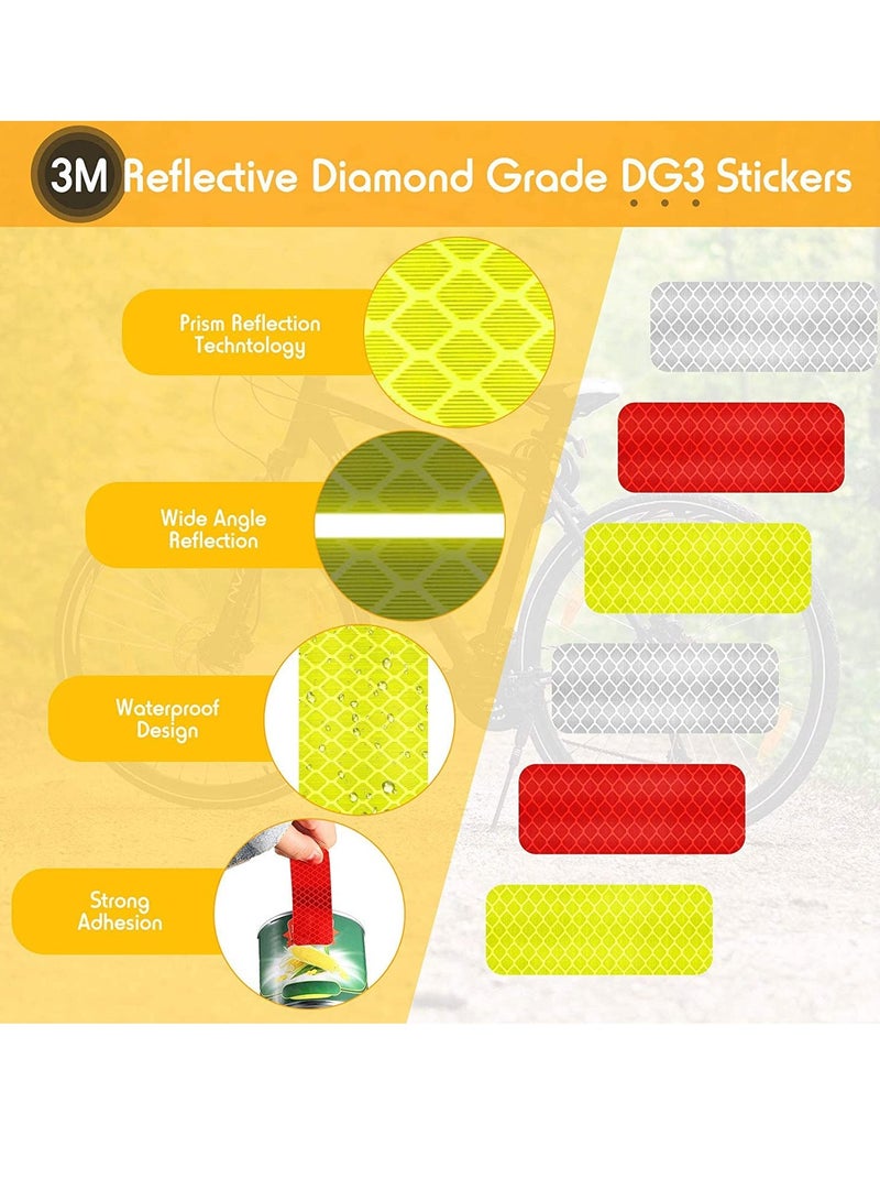 30 Pieces Warning Reflective Stickers Safety Reflective Stickers Night Visibility Adhesive Stickers Waterproof Reflective Tape Stickers for Vehicle Motorcycle Bicycle, 1.18 x 3.25 Inch - Image 4