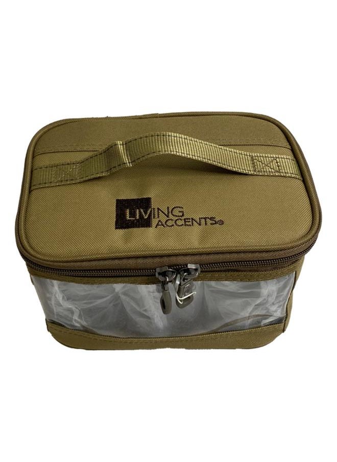 LIVING ACCENTS - Zipper Closure Single Handle Camping Container Bag Khaki and Grey 10693-1 - Image 1