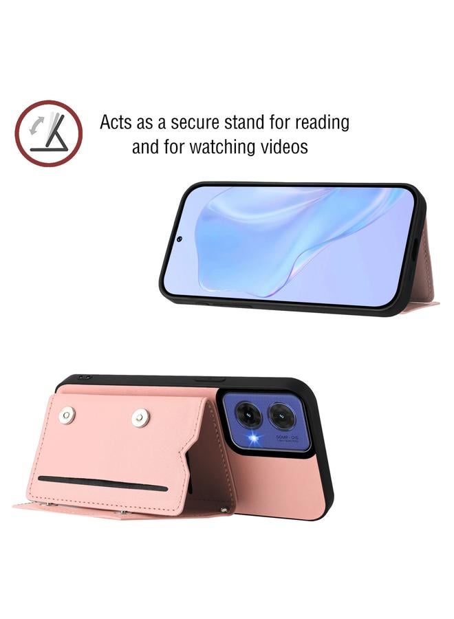 اس-توب جراب لهاتف Motorola S50 Neo Skin Feel مع أربع فتحات للبطاقات وحزام معصم - Image 4